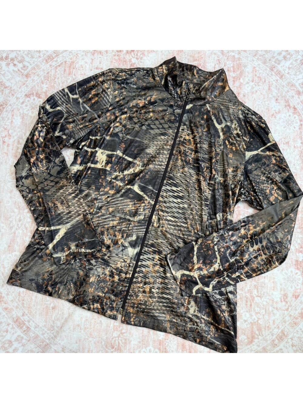 Susan Graver animal print zip-up jacket
